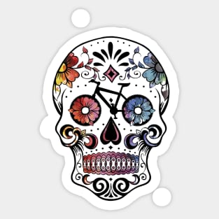 Watercolor cycling sugar skull Sticker